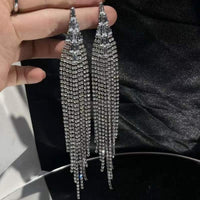 Full Rhinestone Tassel Earrings - Luxurious Weddings