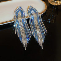 Full Rhinestone Tassel Earrings - Luxurious Weddings