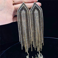 Full Rhinestone Tassel Earrings - Luxurious Weddings