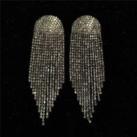 Full Rhinestone Tassel Earrings - Luxurious Weddings