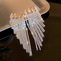 Full Rhinestone Tassel Earrings - Luxurious Weddings