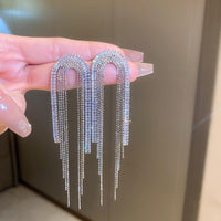 Full Rhinestone Tassel Earrings - Luxurious Weddings