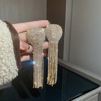 Full Rhinestone Tassel Earrings - Luxurious Weddings