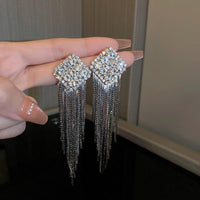 Full Rhinestone Tassel Earrings - Luxurious Weddings