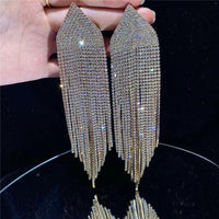 Full Rhinestone Tassel Earrings - Luxurious Weddings