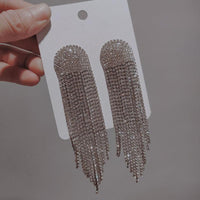 Full Rhinestone Tassel Earrings - Luxurious Weddings