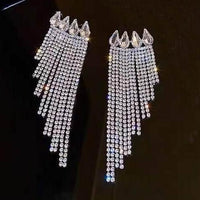 Full Rhinestone Tassel Earrings - Luxurious Weddings