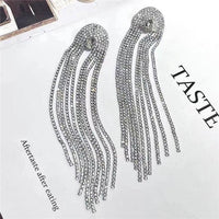 Full Rhinestone Tassel Earrings - Luxurious Weddings