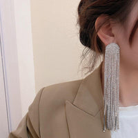 Full Rhinestone Tassel Earrings - Luxurious Weddings