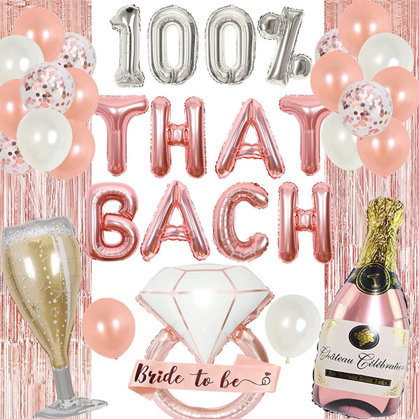 Funmemoir Rose Gold Bachelorette Party Decorations 100% That Bach Balloons Bride To Be Sash Curtain Bridal Shower Party Supplies - Luxurious Weddings