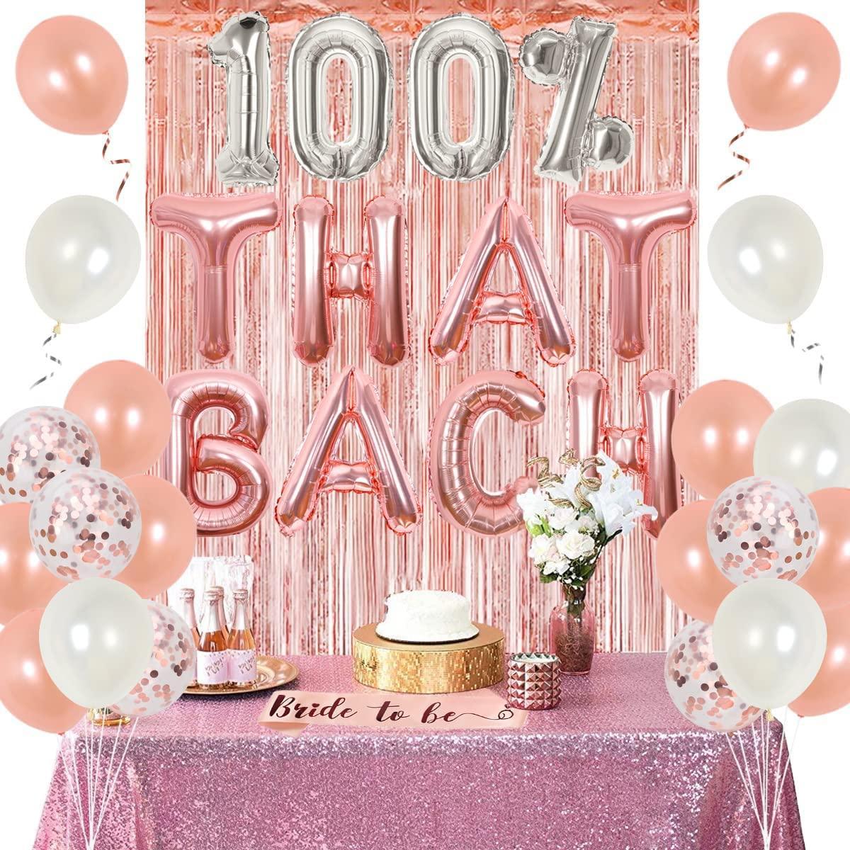 Funmemoir Rose Gold Bachelorette Party Decorations 100% That Bach Balloons Bride To Be Sash Curtain Bridal Shower Party Supplies - Luxurious Weddings