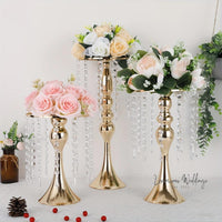 Golden Vase for Wedding Centerpieces - Crystal Flower Holder Stand Luxurious Weddings