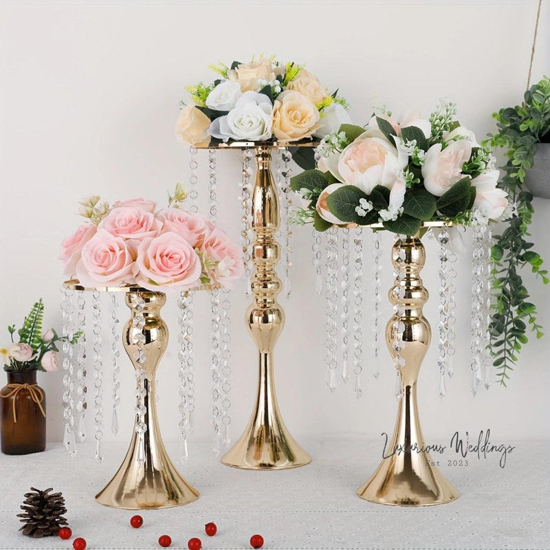 Golden Vase for Wedding Centerpieces - Crystal Flower Holder Stand centerpieces Luxurious Weddings