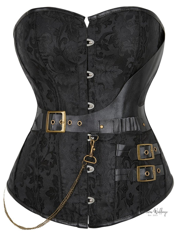 Gothic Steampunk Corset for Plus Size Women - Chain Decor Waist Trainer with Lace Up Design Luxurious Weddings