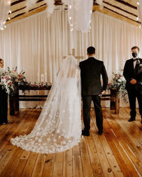 High Quality Wedding Veil with 3d Flowers Cathedral Mantilla Bridal Veil - Luxurious Weddings