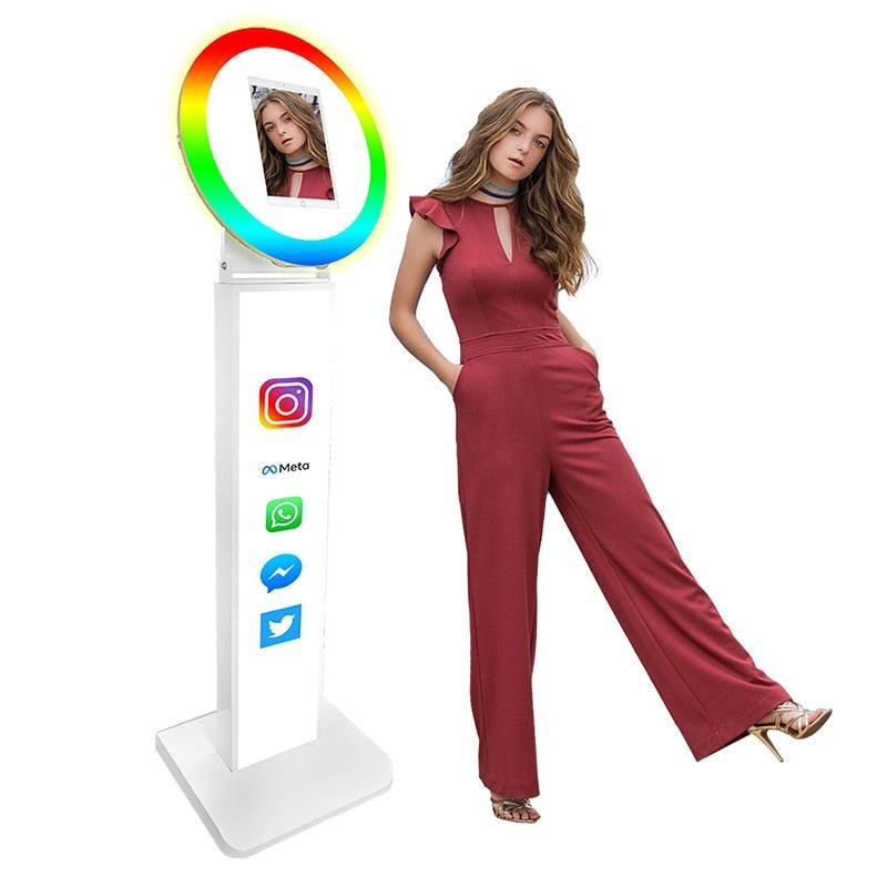 iPad Photo Booth Selfie Machine Shell Adjustable Stand Photobooth With LED Ring Light Events Luxurious Weddings