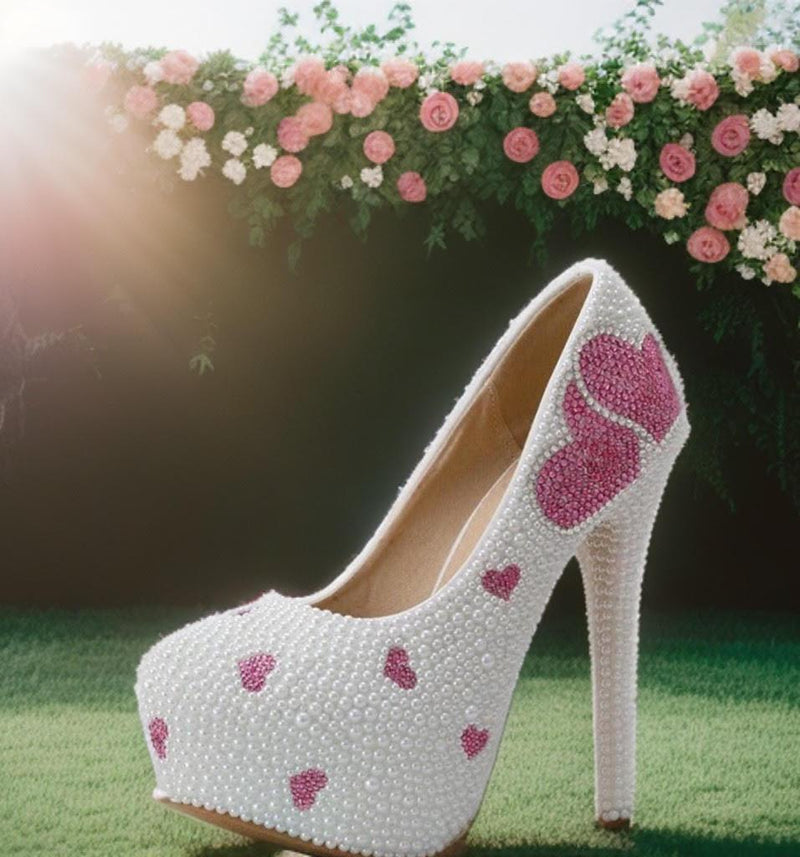 Janie-Valentine White pearl heels Bridal Shoes Luxurious Weddings