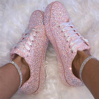 Lace Up Sneakers Glitter Bling Shoes - Luxurious Weddings