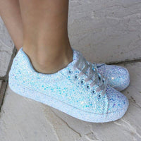 Lace Up Sneakers Glitter Bling Shoes - Luxurious Weddings