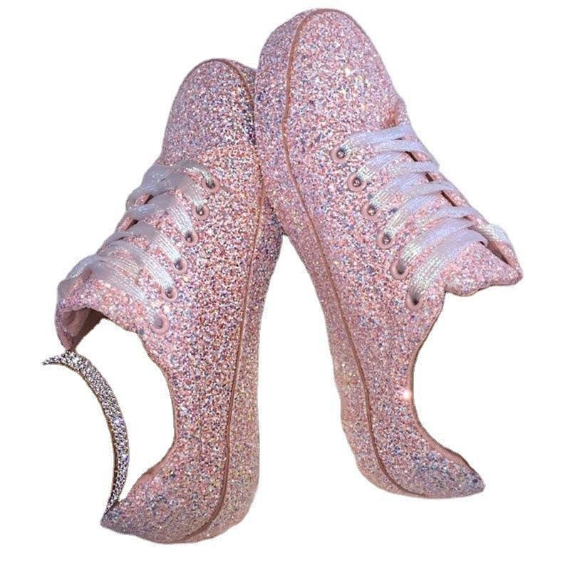 Lace Up Sneakers Glitter Bling Shoes - Luxurious Weddings