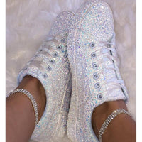 Lace Up Sneakers Glitter Bling Shoes - Luxurious Weddings