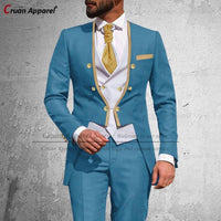 Latest Royal Blue Suit Men 3Pcs Luxurious Weddings