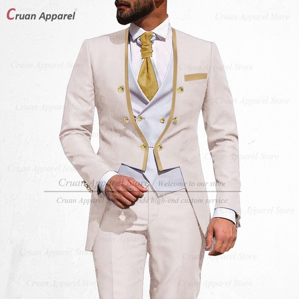 Latest Royal Blue Suit Men 3Pcs Luxurious Weddings