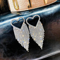 Long Full Rhinestone Crystal Big Earrings - Luxurious Weddings