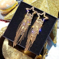 Long Full Rhinestone Crystal Big Earrings - Luxurious Weddings