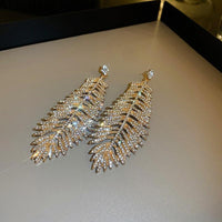 Long Full Rhinestone Crystal Big Earrings - Luxurious Weddings