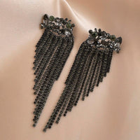 Long Full Rhinestone Crystal Big Earrings - Luxurious Weddings