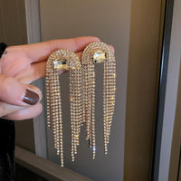 Long Full Rhinestone Crystal Big Earrings - Luxurious Weddings