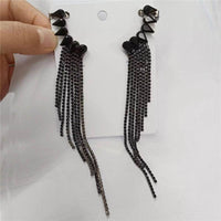 Long Full Rhinestone Crystal Big Earrings - Luxurious Weddings