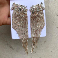 Long Full Rhinestone Crystal Big Earrings - Luxurious Weddings