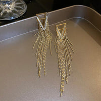 Long Full Rhinestone Crystal Big Earrings - Luxurious Weddings