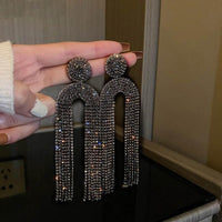 Long Full Rhinestone Crystal Big Earrings - Luxurious Weddings