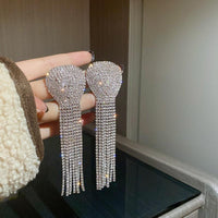 Long Full Rhinestone Crystal Big Earrings - Luxurious Weddings