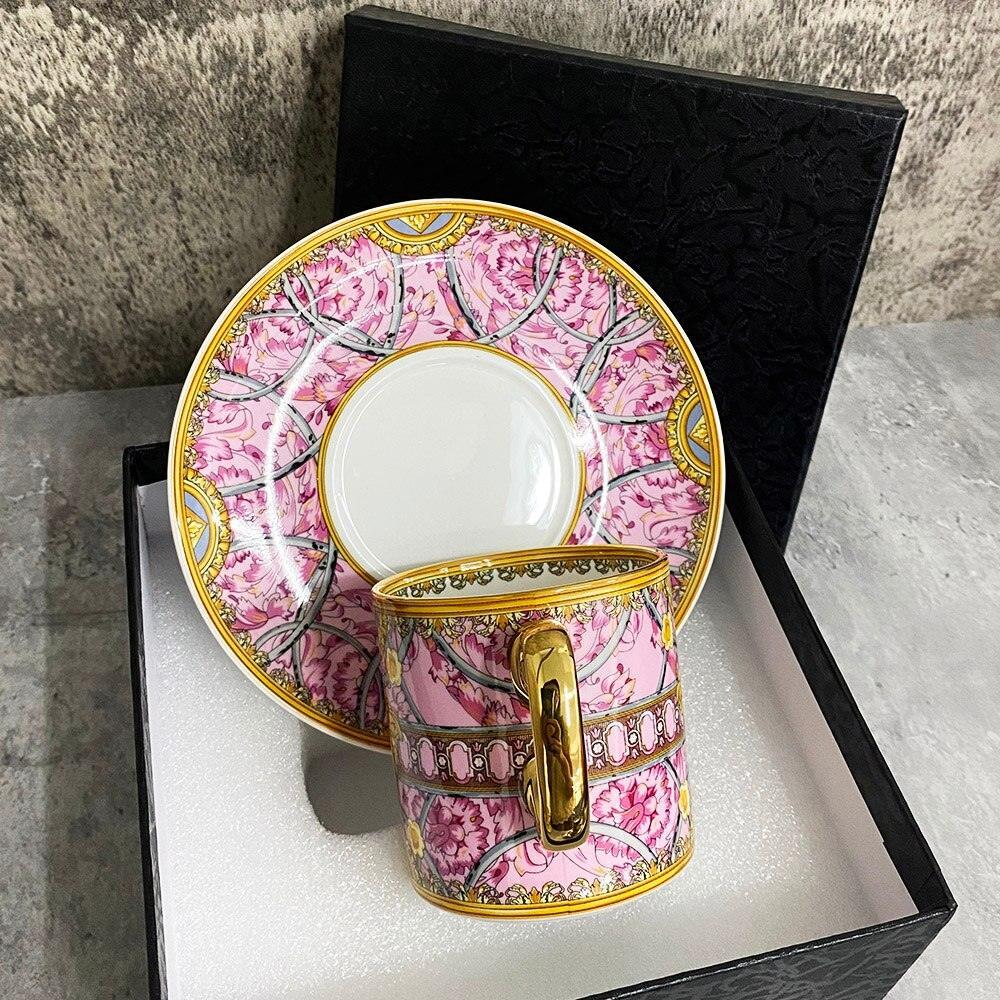Luxury Porcelain Coffee Cups and Saucers Elegant Tea Cup Set Drink Milk Mug KitchenTableware Gift With Box - Luxurious Weddings
