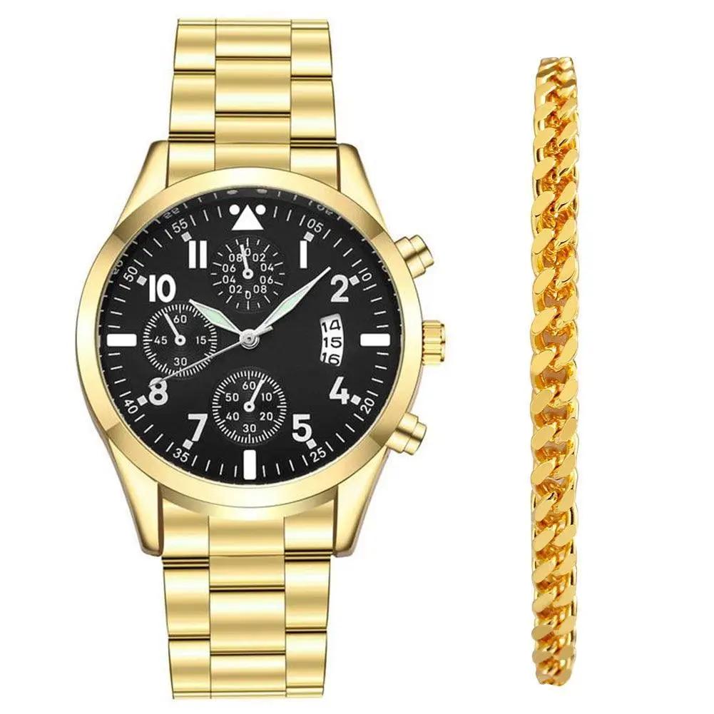 Men's 3pc Luxury Gold Watch Gift Set - Luxurious Weddings