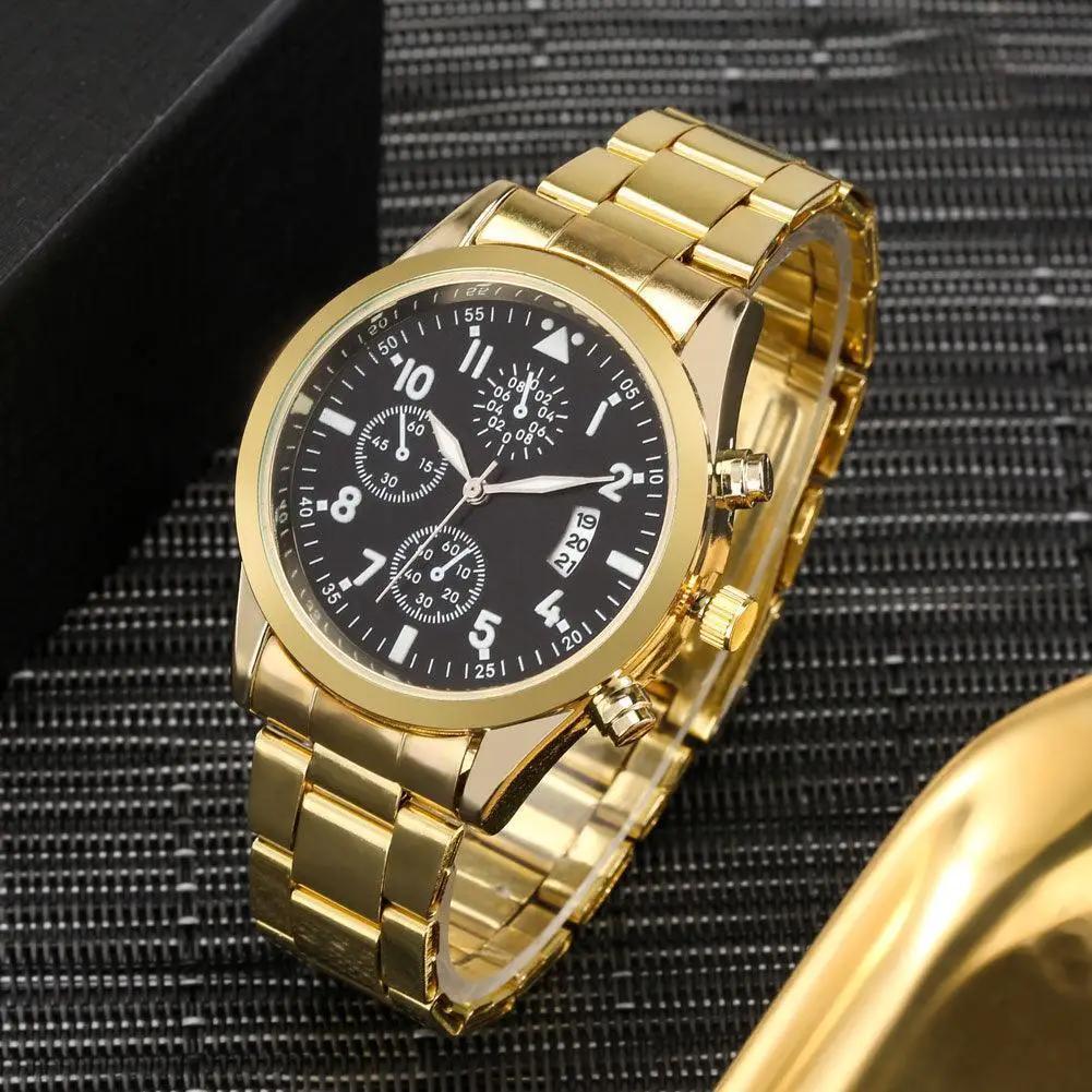 Men's 3pc Luxury Gold Watch Gift Set - Luxurious Weddings