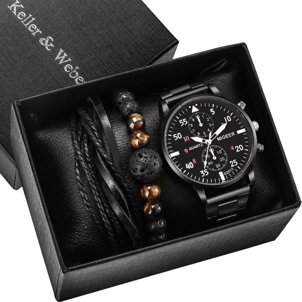 Men's 3pc Luxury Gold Watch Gift Set - Luxurious Weddings