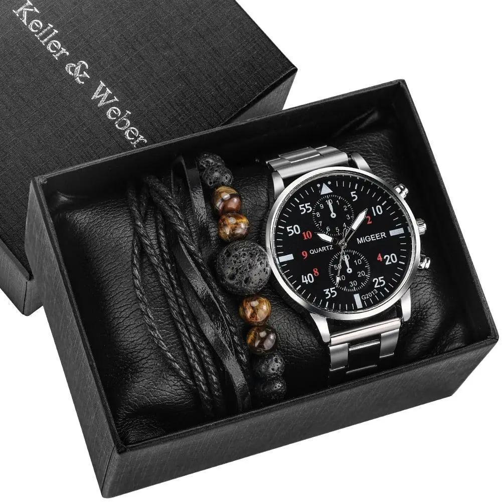 Men's 3pc Luxury Gold Watch Gift Set - Luxurious Weddings