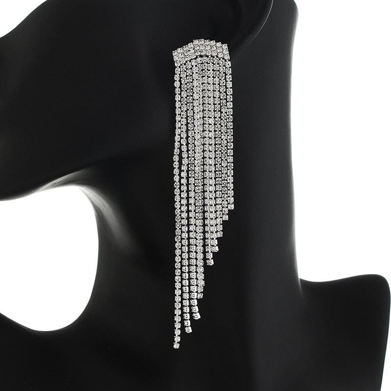 New high-quality zinc alloy rhinestone earrings j - Luxurious Weddings