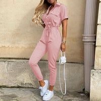 New Summer Jumpsuit Women Elegant Casual Lapel Buckle Printed Female Jumpsuit Woman Trousers Playsuit Overalls Bodysuit Romper - Luxurious Weddings