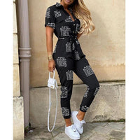 New Summer Jumpsuit Women Elegant Casual Lapel Buckle Printed Female Jumpsuit Woman Trousers Playsuit Overalls Bodysuit Romper - Luxurious Weddings