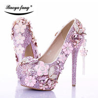 Pink crystal Womens wedding shoes - Luxurious Weddings