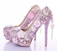 Pink crystal Womens wedding shoes - Luxurious Weddings