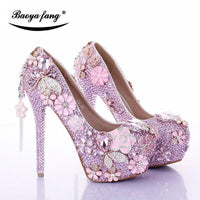 Pink crystal Womens wedding shoes - Luxurious Weddings