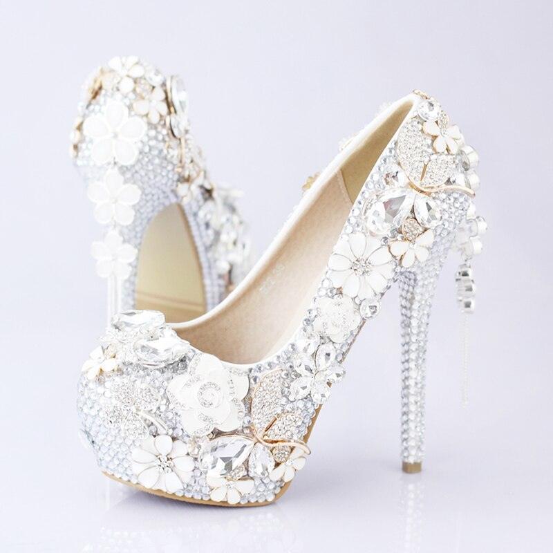 Pink crystal Womens wedding shoes - Luxurious Weddings