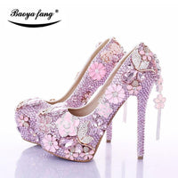 Pink crystal Womens wedding shoes - Luxurious Weddings